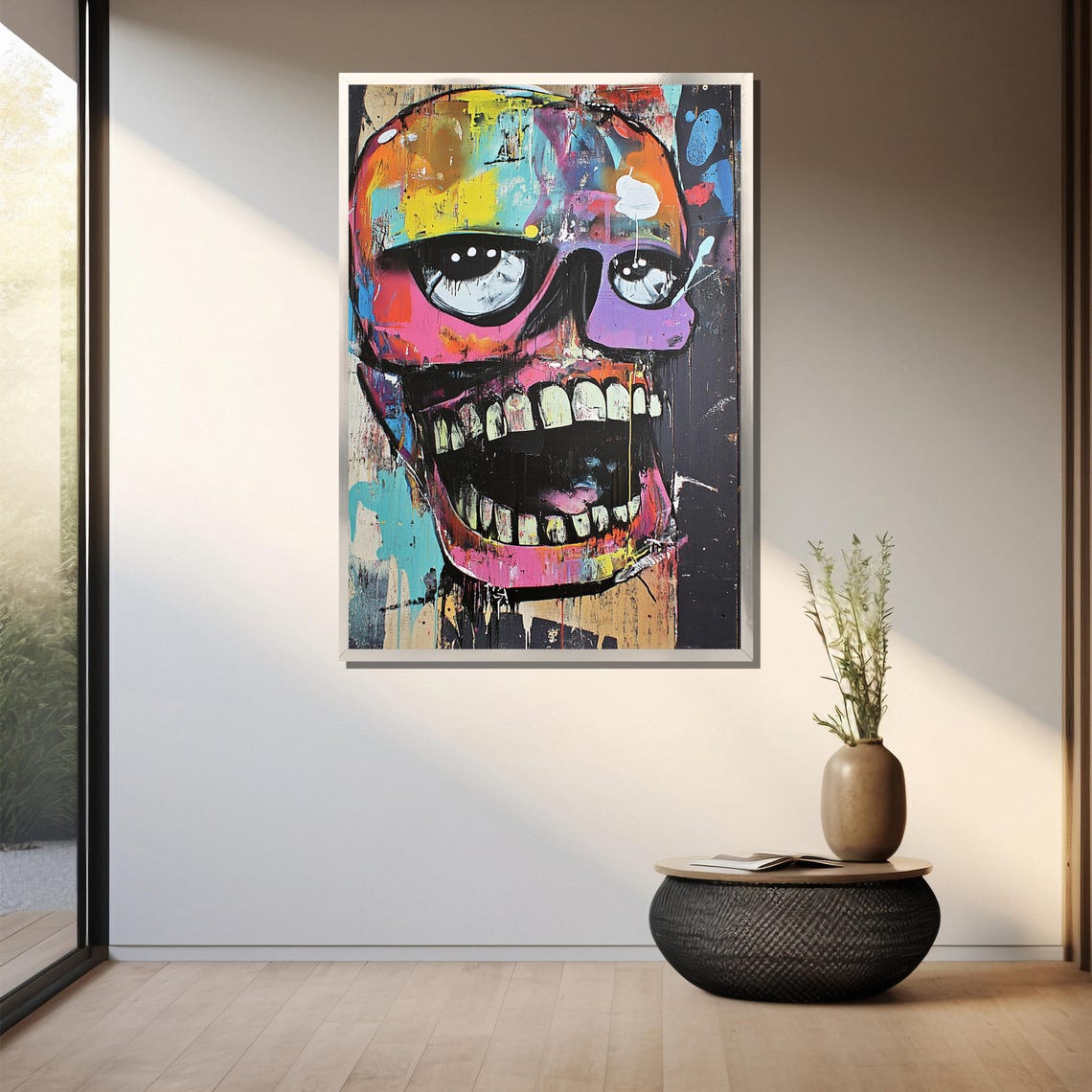 Graffiti Skull Painting Abstract Street Art Wall Decor Vibrant Pop Art Expressionist Print Edgy Urban Style Gift - Image 3