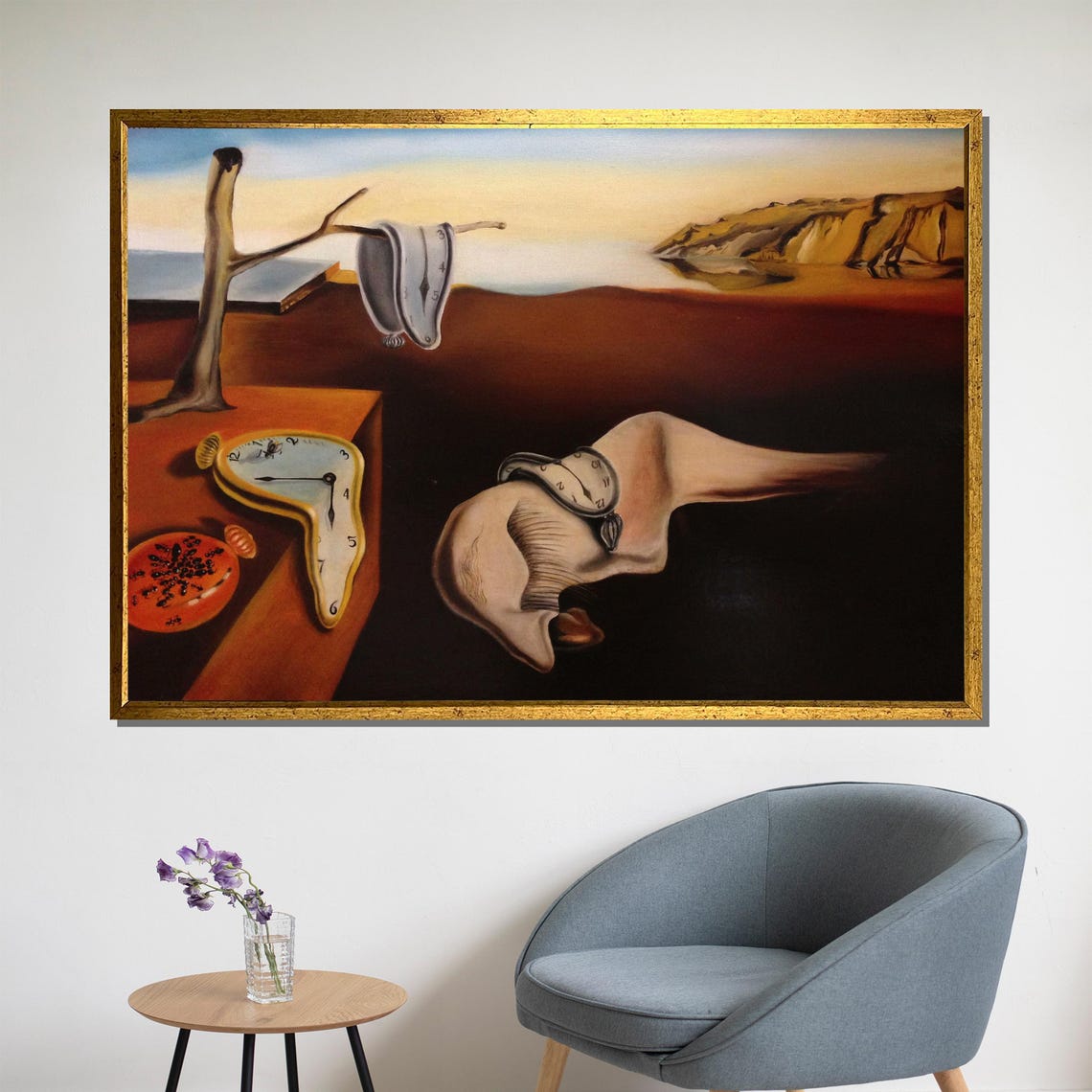 Surreal Melting Clocks Dreamlike Landscape Classic Art Poster