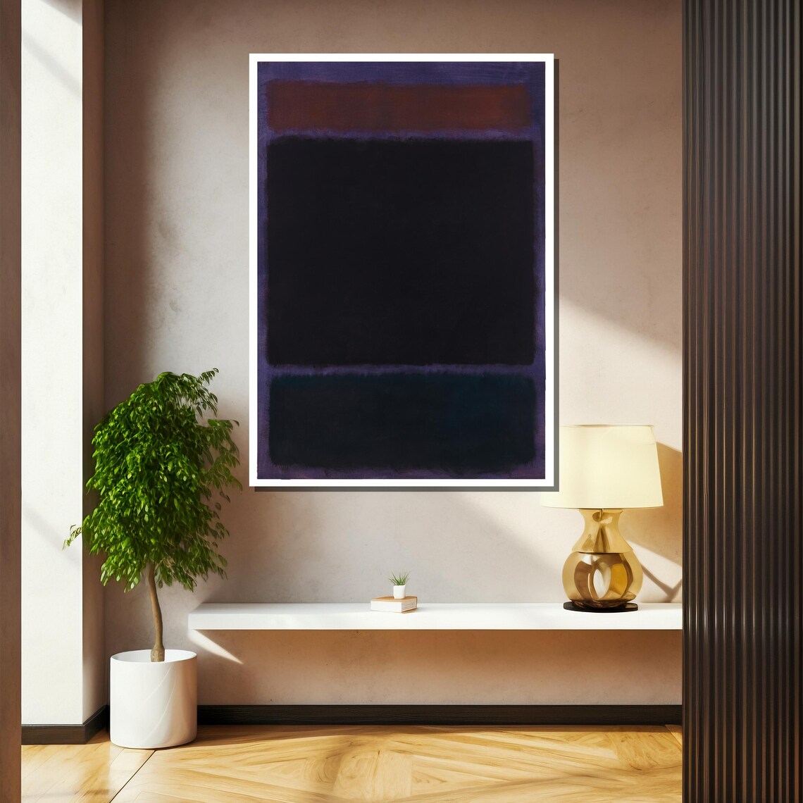 Midnight Black On Deep Plum Abstract Color Field Painting Poster - Image 2