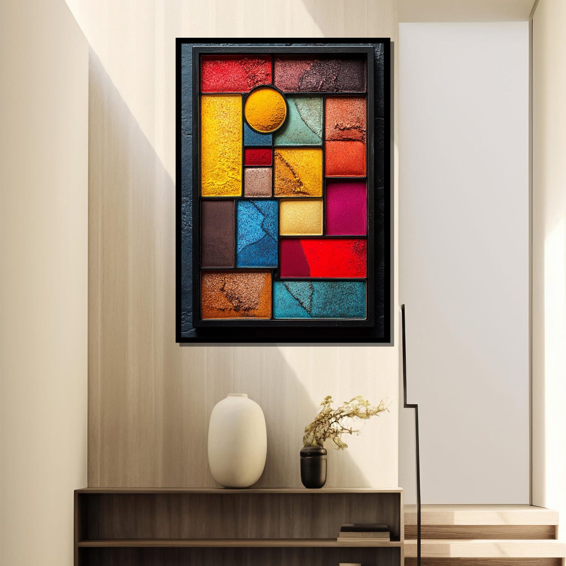 Modern Geometric Wall Art Bold Colorful Abstract Painting Eye Catching Contemporary Vibrant Home Decor Gift For Art Lovers - Image 4