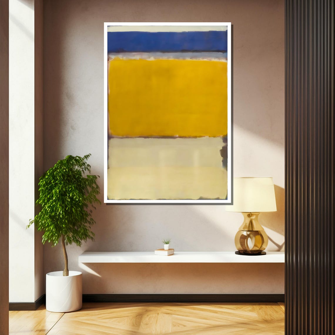 Sunny Yellow And Cobalt Blue Layered Abstract Color Field Poster - Image 2