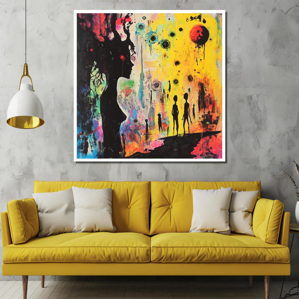 Colorful Surreal Silhouette Abstract Graffiti Art Wall Poster - Image 2