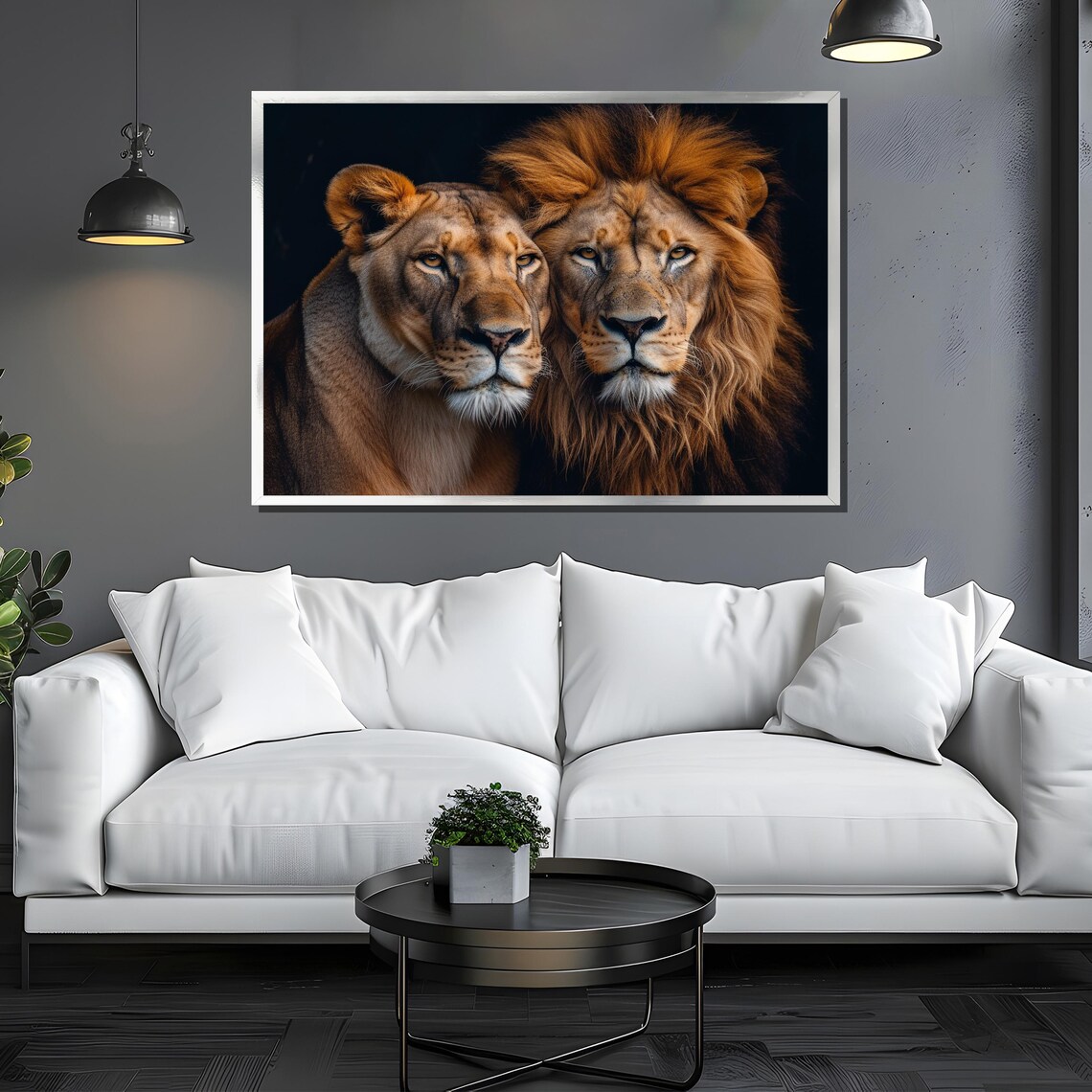 Lion And Lioness Couple Portrait Intimate Wildlife Photography Poster - Image 3