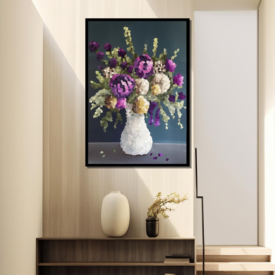 Purple Geometric Faceted Floral Bouquet Modern Abstract Poster - Image 4