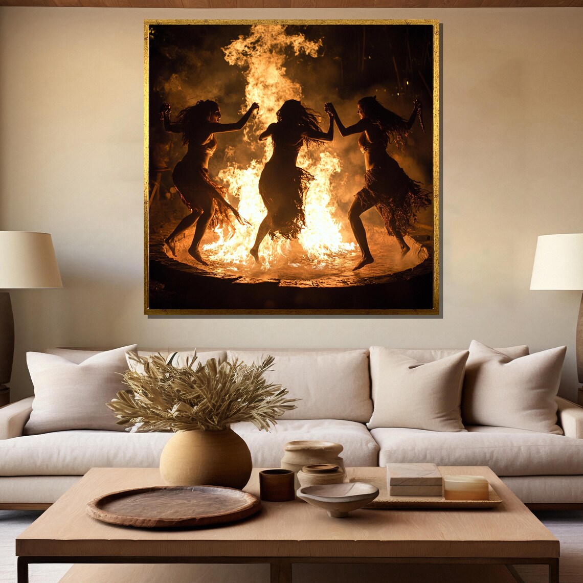 Tribal Fire Dance Painting Dynamic Wall Art Gift For Bohemian And Cultural Home Dcor - Image 5