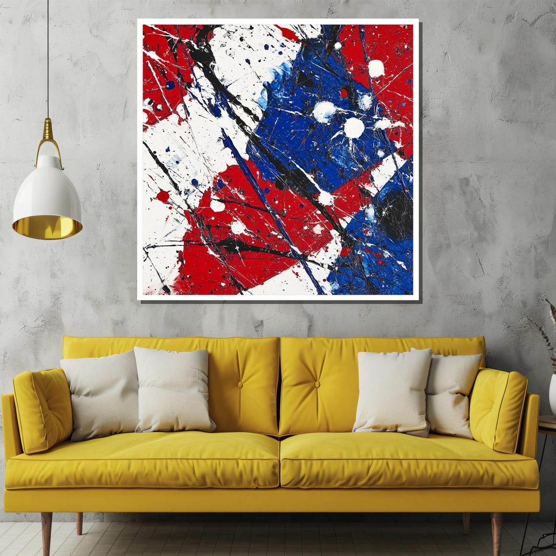 Red White Blue Abstract Drip Splatter Bold Modern Art Poster - Image 2