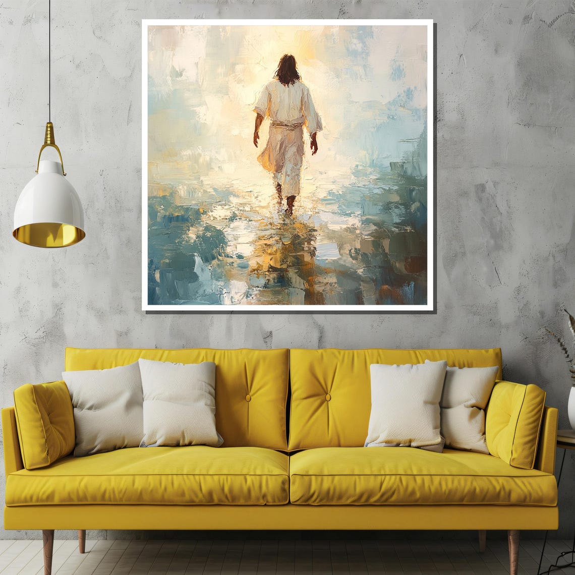 Jesus Walking on Water Impressionist Style Faith Wall Poster - Image 2