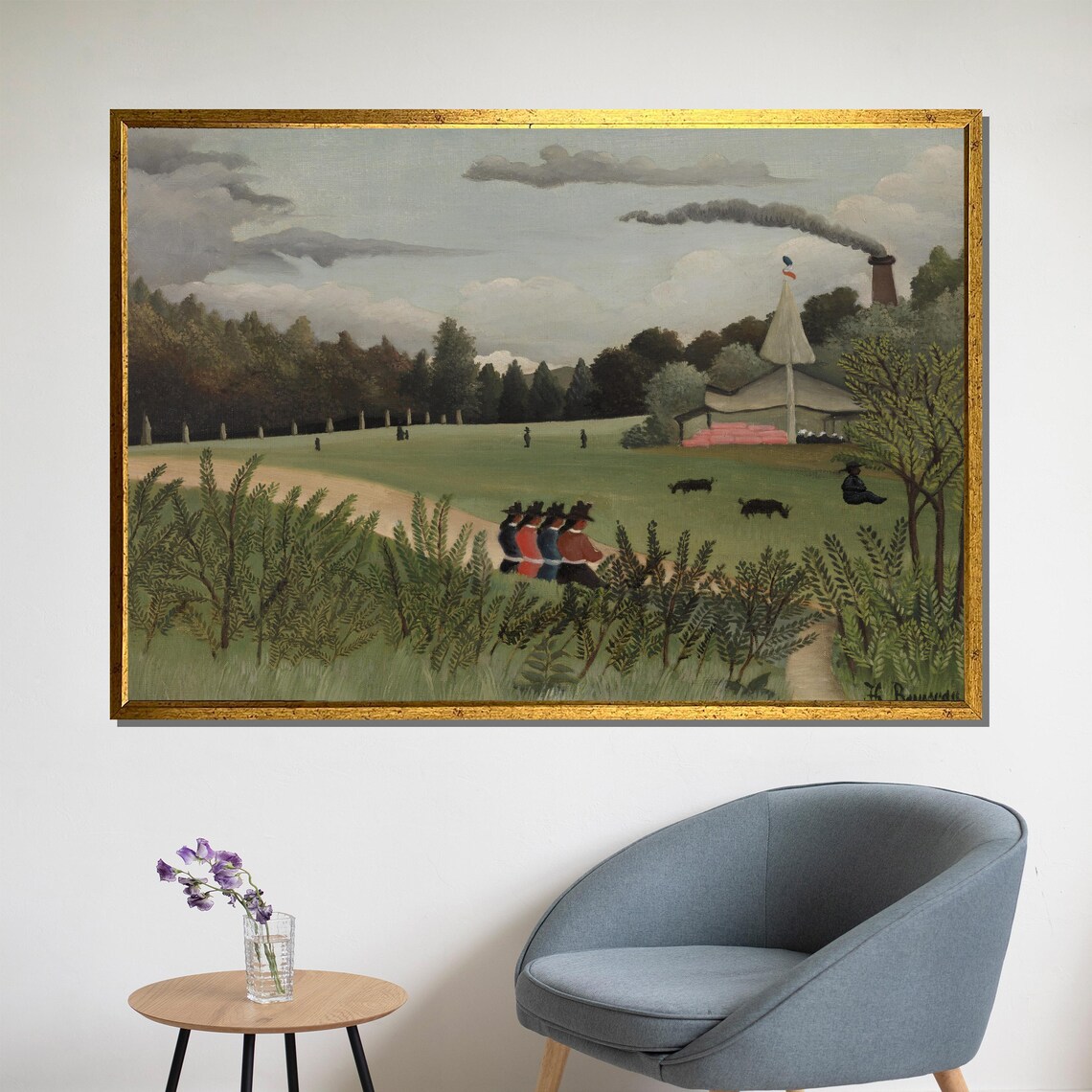 Henri Rousseau Four Young Girls Pastoral Landscape Repro Poster