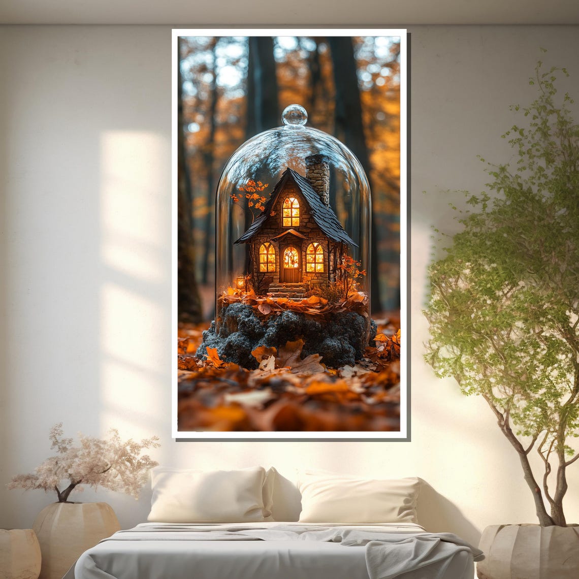 Enchanted Autumn Cottage Under Glass Dome In Cozy Fall Poster - Image 2