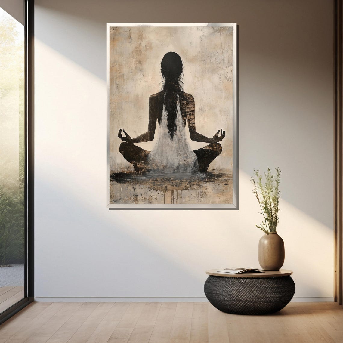 Meditating Woman Silhouette In Lotus Pose Zen Mindfulness Art Poster - Image 3
