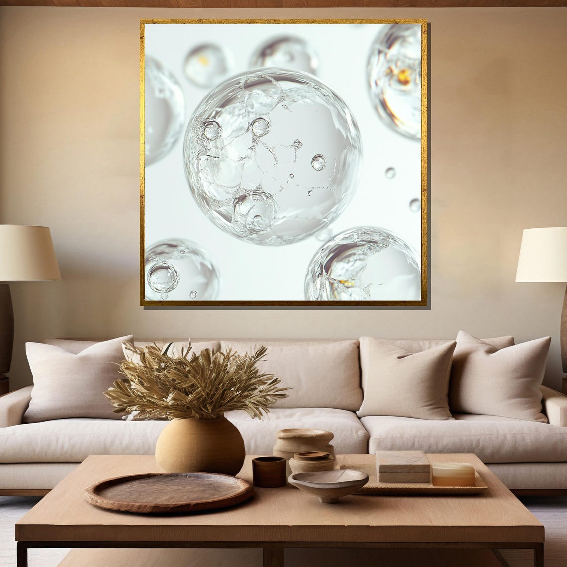 Clear Glass Bubbles with Water Droplets Minimal Macro Abstract Poster - Image 5