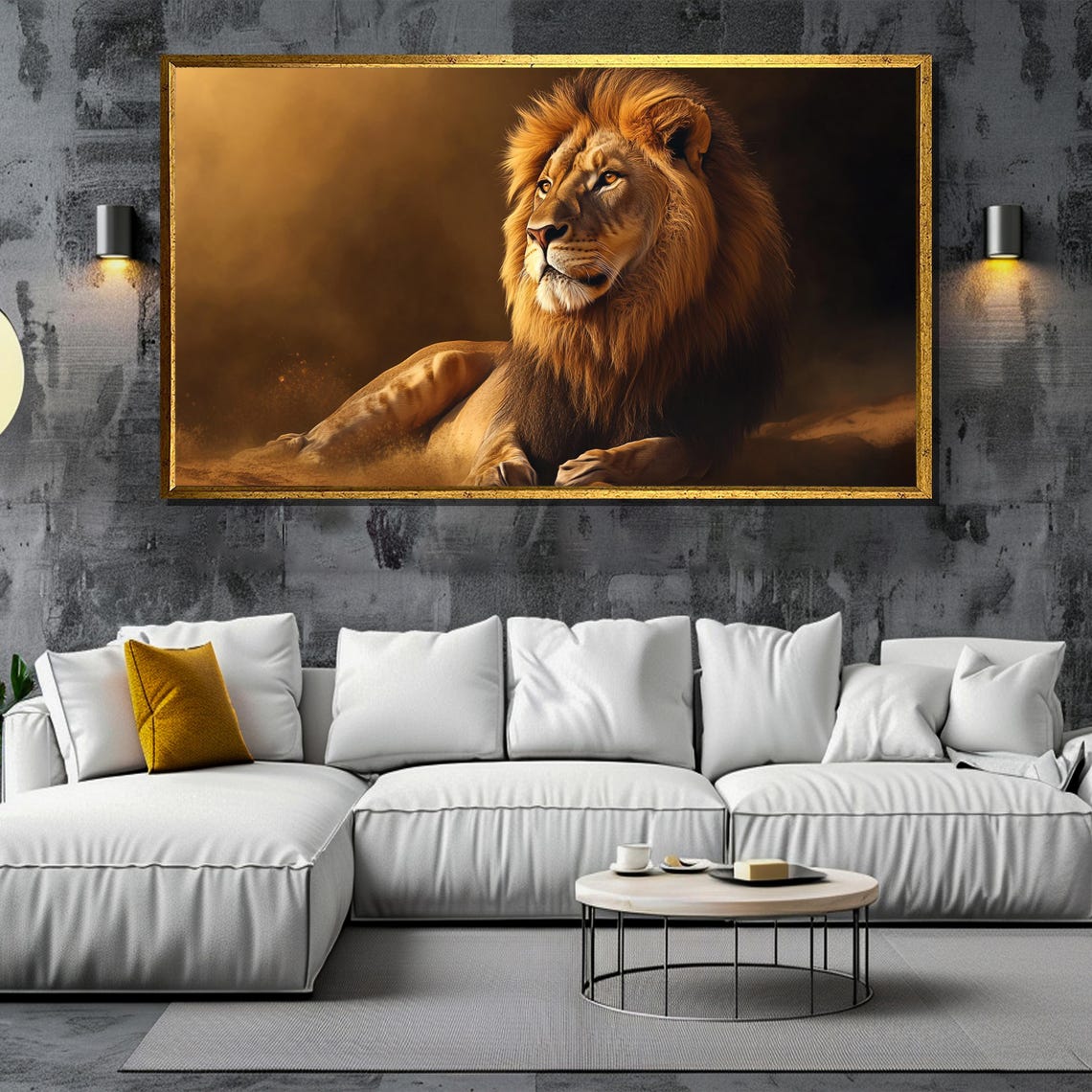 Majestic Resting Lion in Golden Savanna Light Wildlife Poster - Image 5
