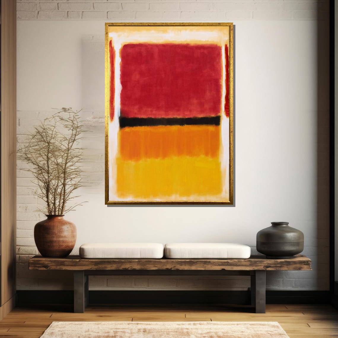 Mark Rothkos Untitled Bold Red Black And Orange Color Block Painting Ideal Gift For Modern Art Enthusiasts - Image 5