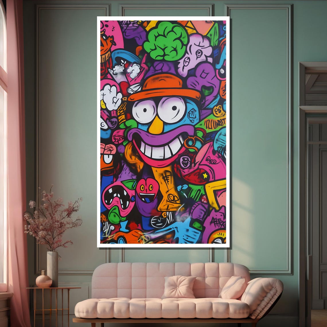 Grinning Cartoon Character Colorful Graffiti Street Art Poster - Image 2
