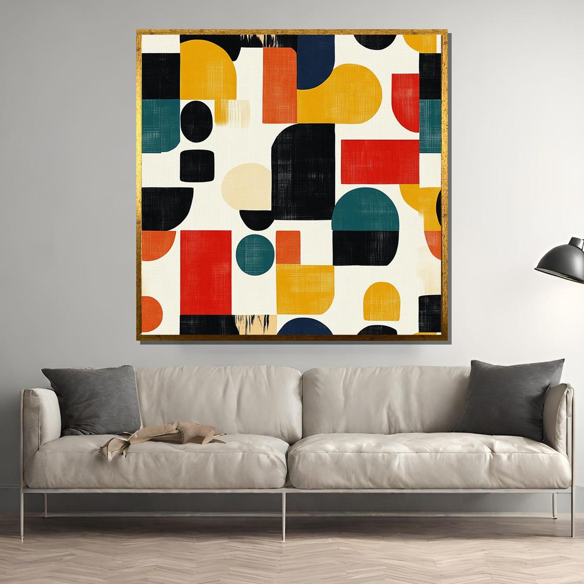 Mid Century Modern Geometric Pattern in Colorful Retro Shapes Poster
