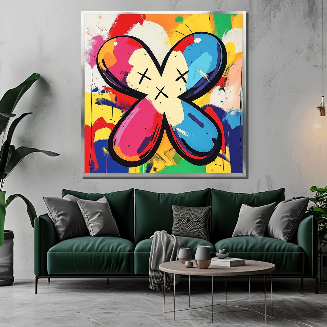 Kaws Inspired Pop Art Painting Colorful Graffiti Street Art Bold Modern Wall Decor Contemporary Urban Artwork Unique Gift Idea - Image 3