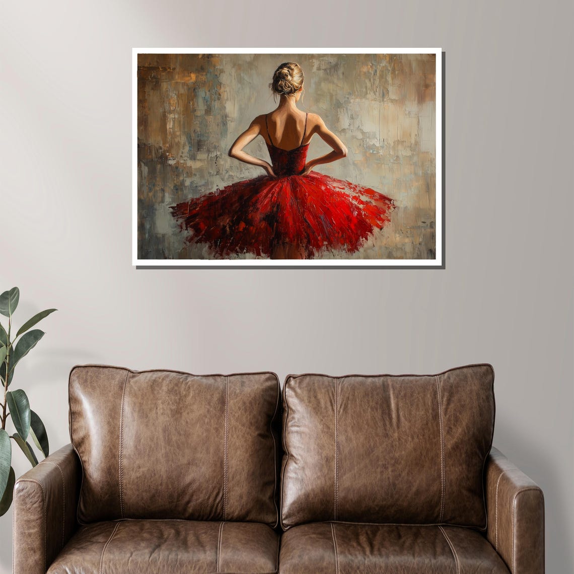 Elegant Ballerina In Red Painting Ballet Art Gift For Dance Lovers - Image 2