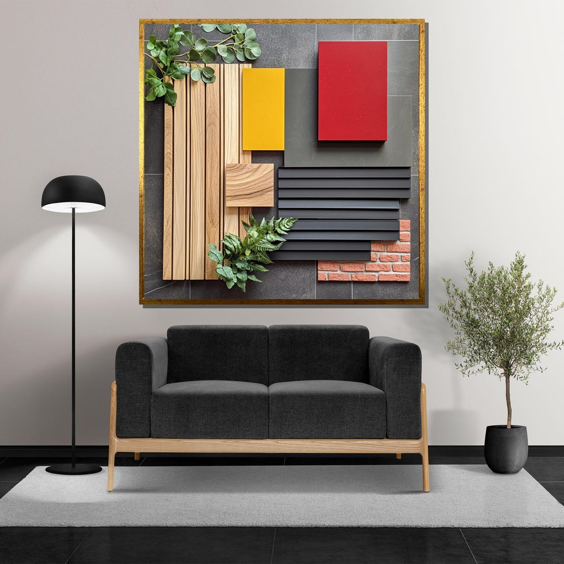 Modern Geometric Wood Panel Abstract Collage Wall Decor Poster - Image 5