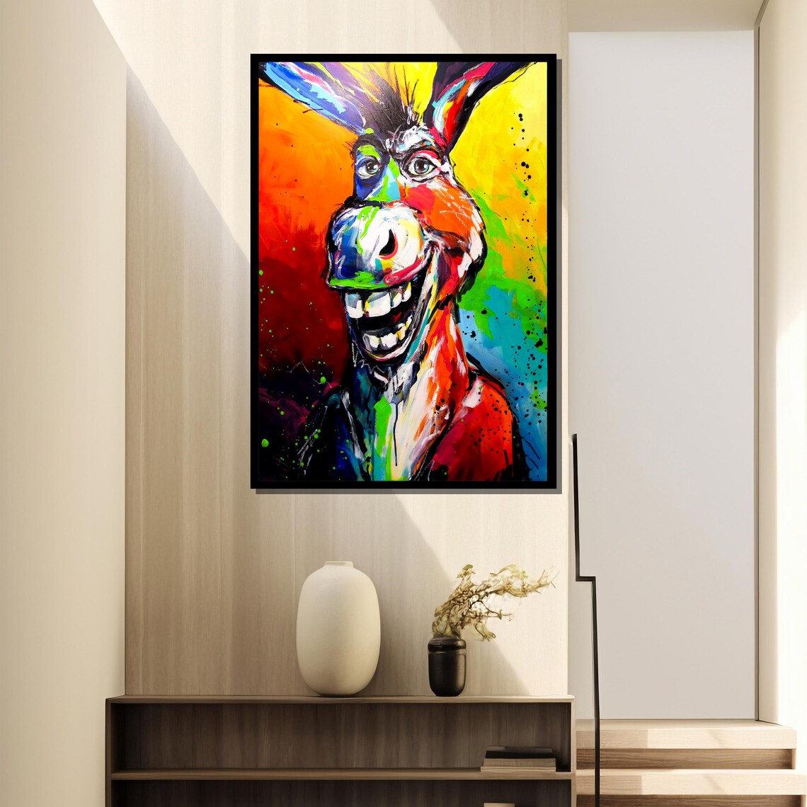 Laughing Donkey Pop Art Portrait In Wild Neon Colors Playful Poster - Image 4