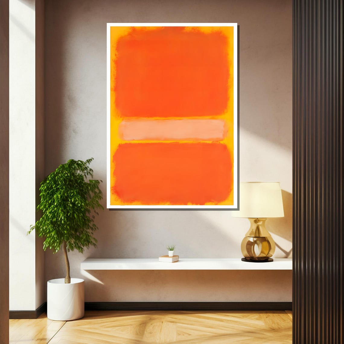 Radiant Orange And Soft Yellow Glowing Abstract Color Field Poster - Image 2