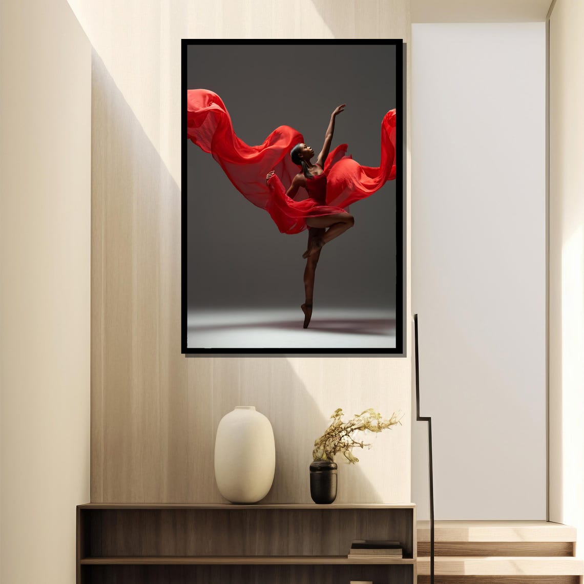 Dynamic Red Flow Ballerina Painting Elegant Dance Art Gift For Ballet Lovers And Home Dcor - Image 4