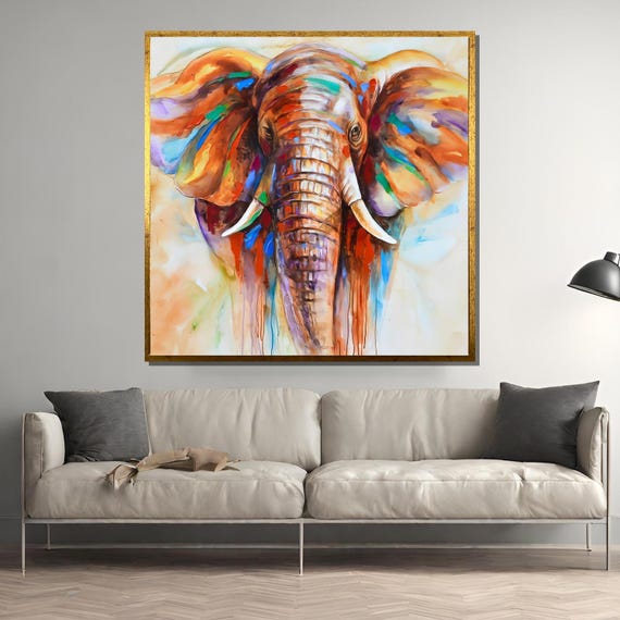 Olorful Elephant Painting Vibrant Wildlife Art For Bold Home Decor Or Unique Gift For Animal Lovers