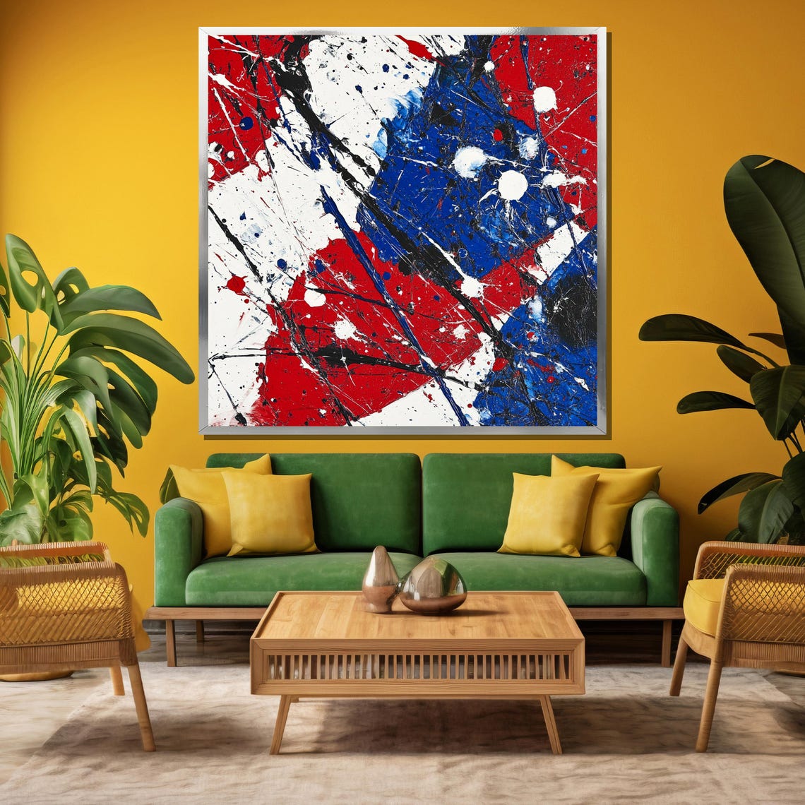 Bold Red White And Blue Abstract Painting Modern Art Gift For Unique Wall Decor - Image 3