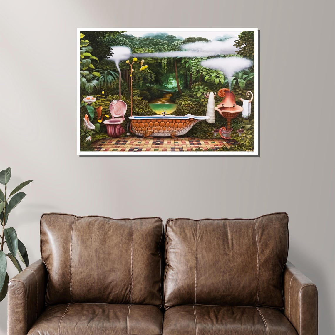 Surreal Jungle Bathroom Shell Fixtures Whimsical Nature Poster - Image 2