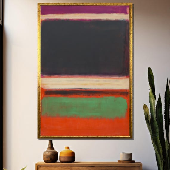 Mark Rothko Inspired Painting Bold Abstract Expressionism With Red Green And Black Tones Modern Artistic Gift For Colorful