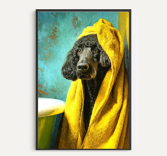 Dog Custom Wall Art Pet Portrait Original Design Poodle Contemporary Home Dcor Cute Instant Funny