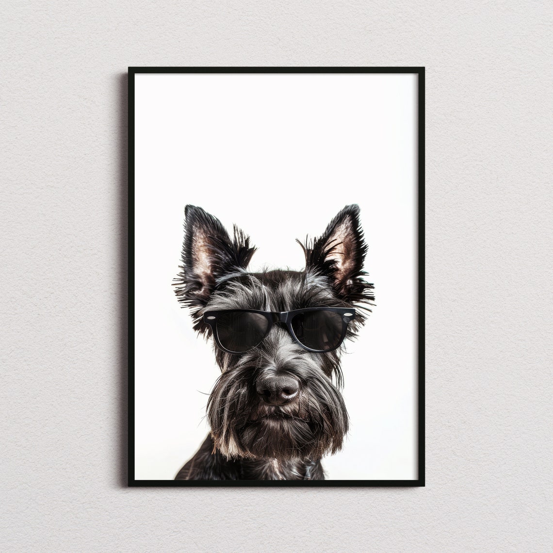 Black Scottish Terrier In Sunglasses Funny Dog Portrait Photo Poster