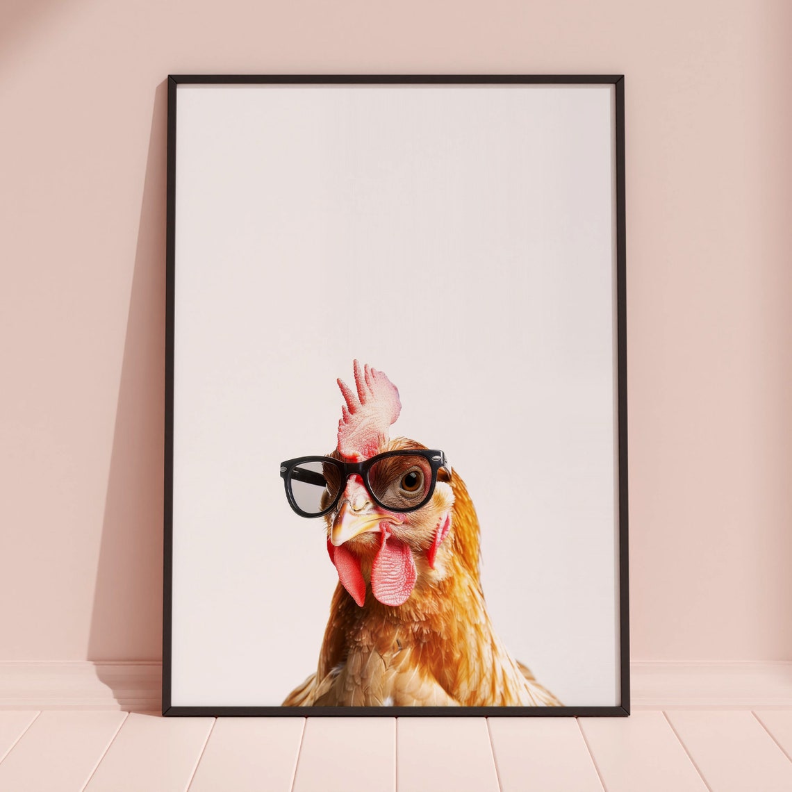 Chicken Wearing Sunglasses Funny Farm Minimalist Photo Poster - Image 3