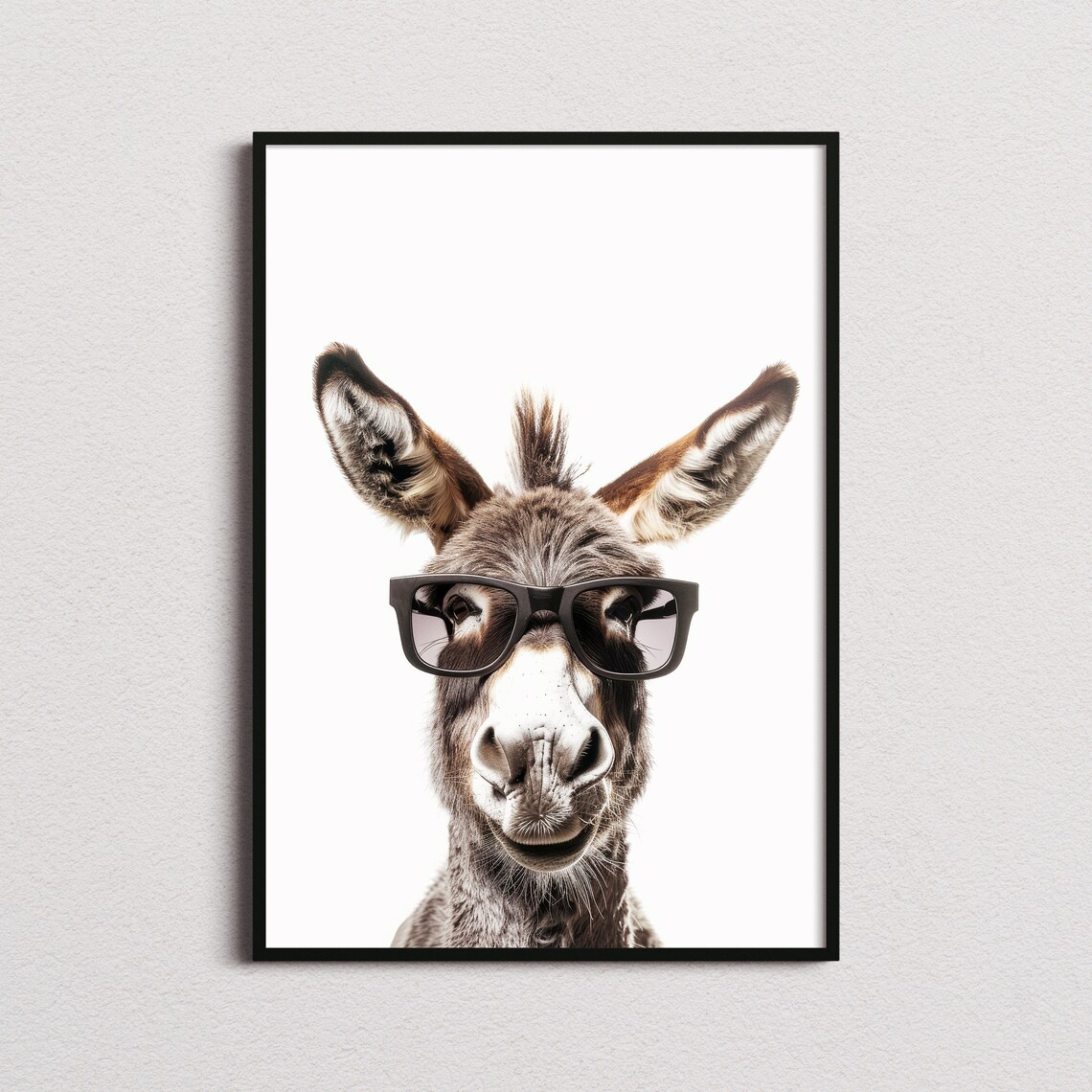 Funny Donkey Wearing Sunglasses Minimalist Animal Portrait Poster