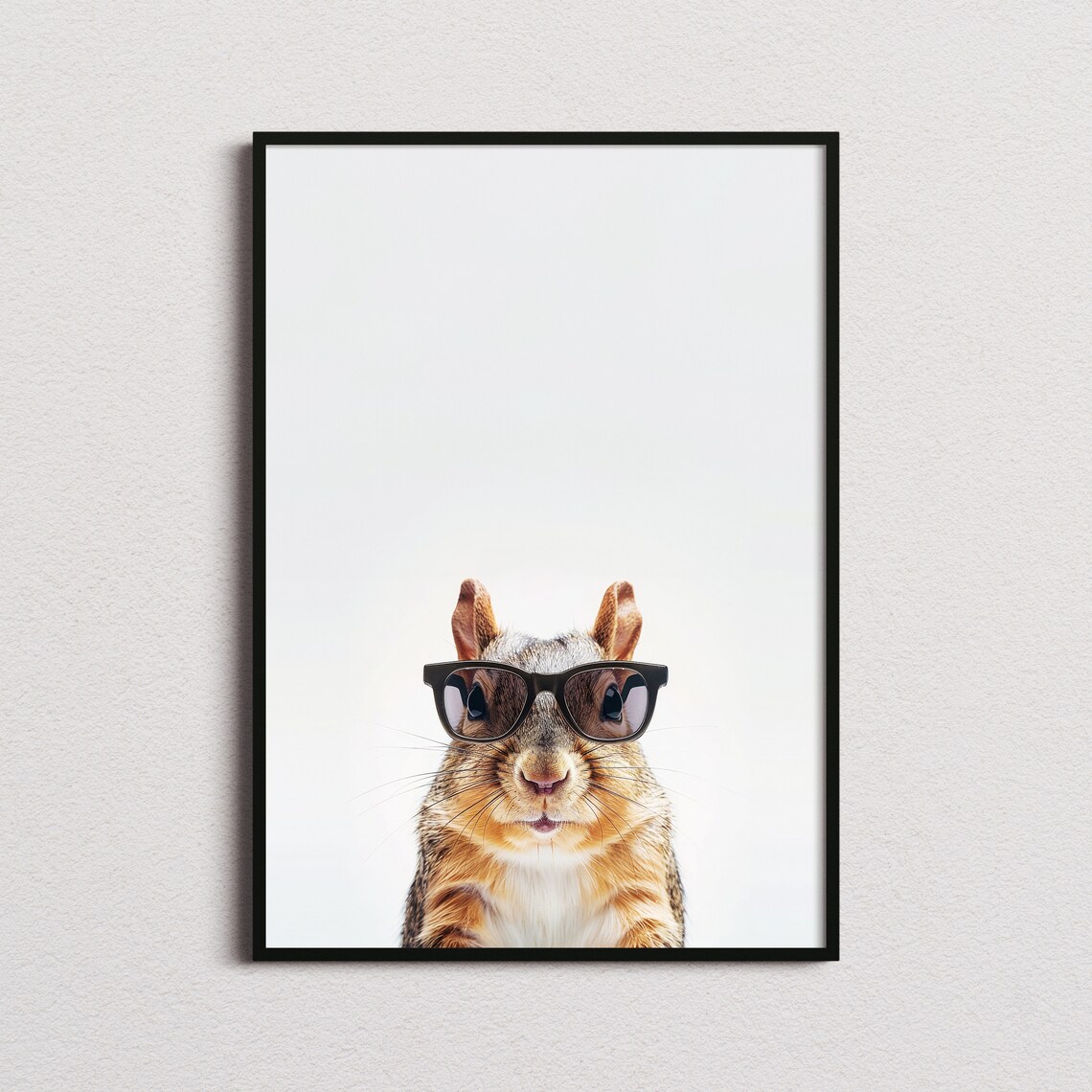 Cute Squirrel in Glasses Funny Forest Animal Portrait Art Poster