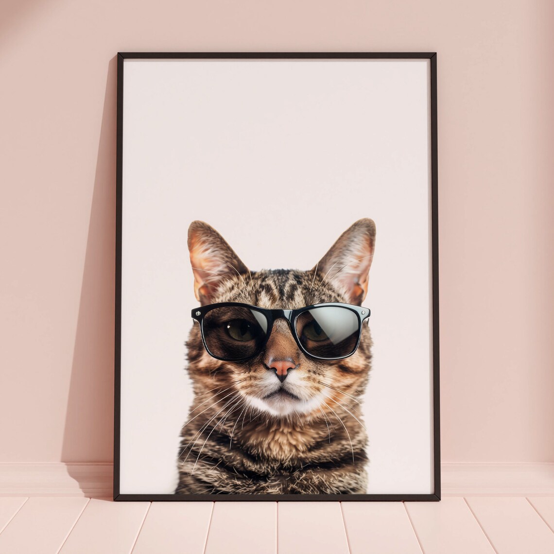 Tabby Cat in Black Sunglasses Cute Funny Feline Portrait Poster - Image 3