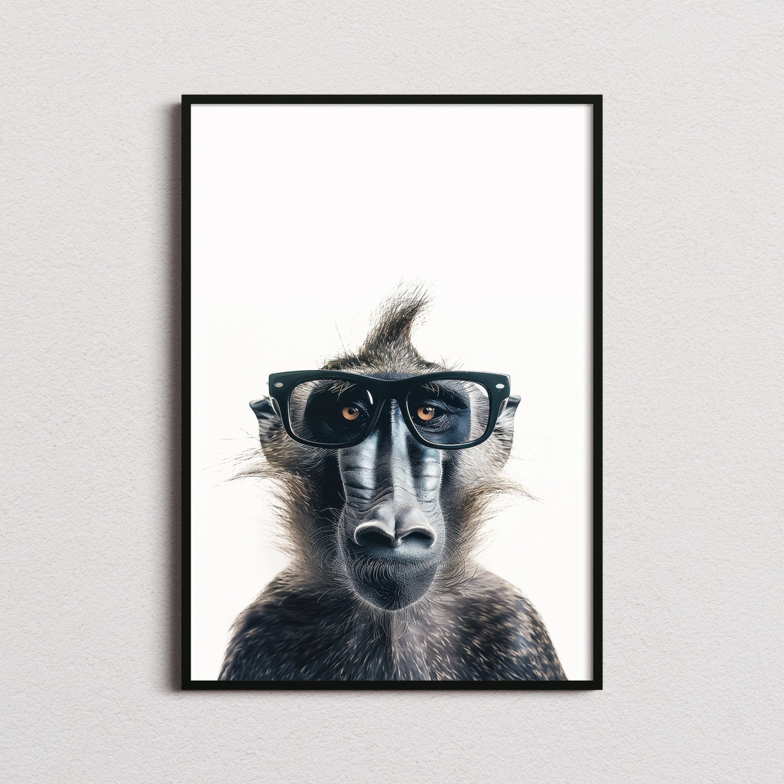 Baboon in Cool Glasses Funny Wild Primate Portrait Art Poster