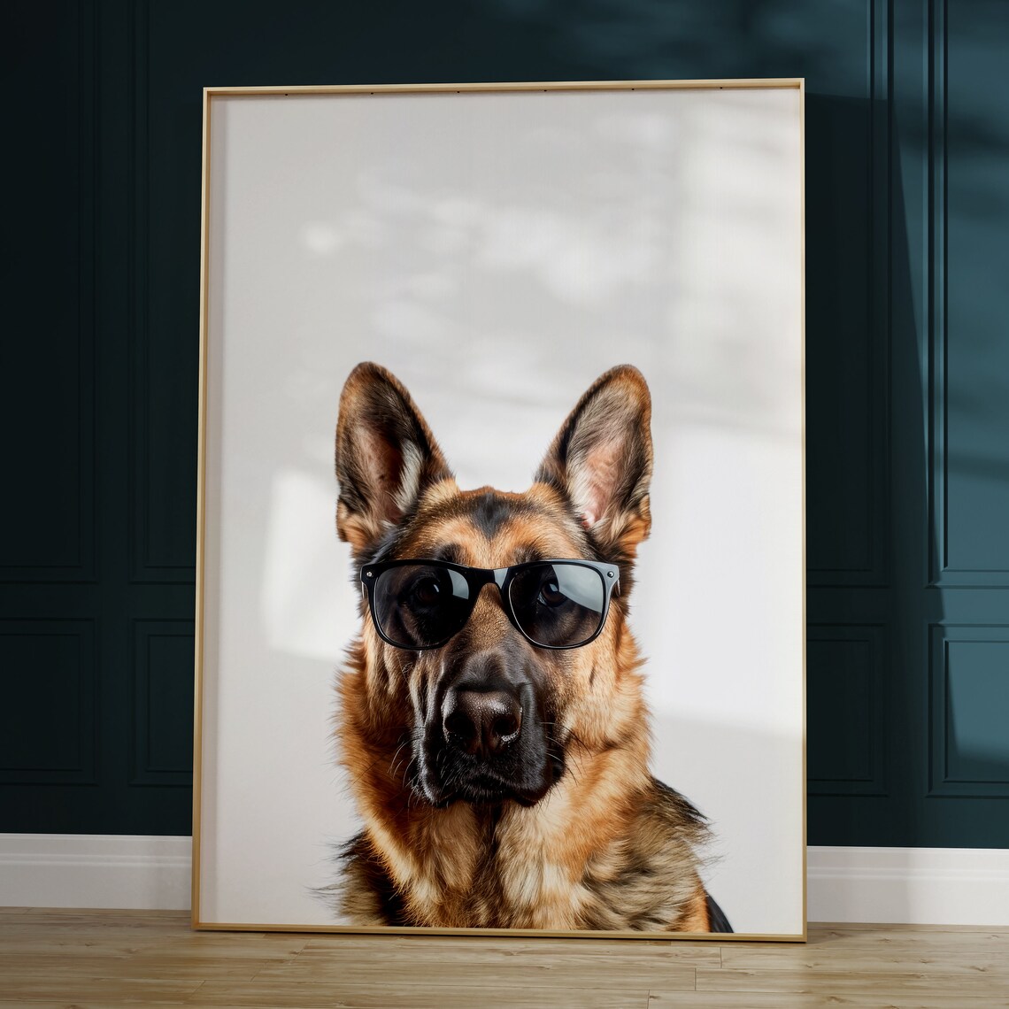 German Shepherd Dog In Sunglasses Confident Minimalist Photo Poster - Image 2