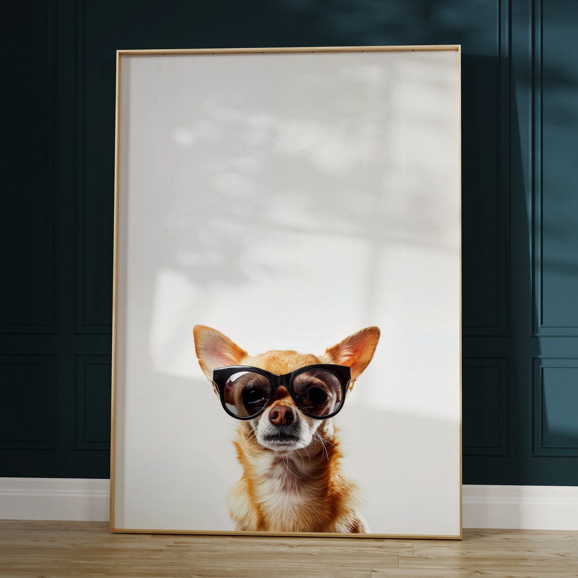 Chihuahua Dog In Sunglasses Sassy Minimalist White Photo Poster - Image 2