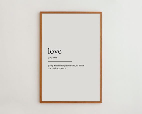 Love Definition Black and White Typography Poster