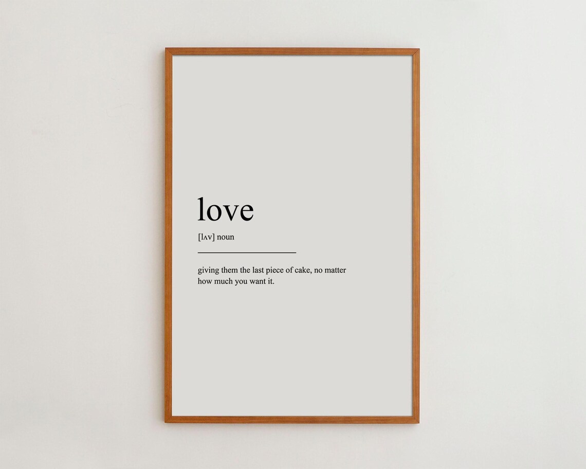Love Definition Black and White Typography Poster
