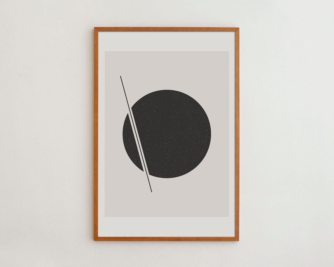 Geometric Wall Art Print Black And Beige Minimalist Design
