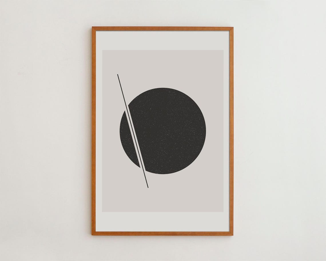 Minimalist Black Circle Diagonal Line Geometric Abstract Wall Art