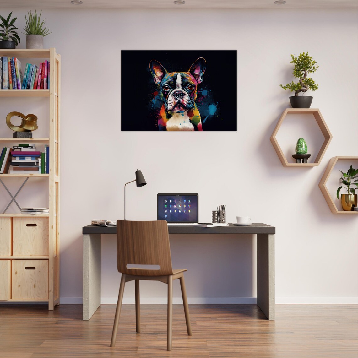 Boston Terrier Pop Art Portrait on Black Colorful Modern Dog Poster - Image 3