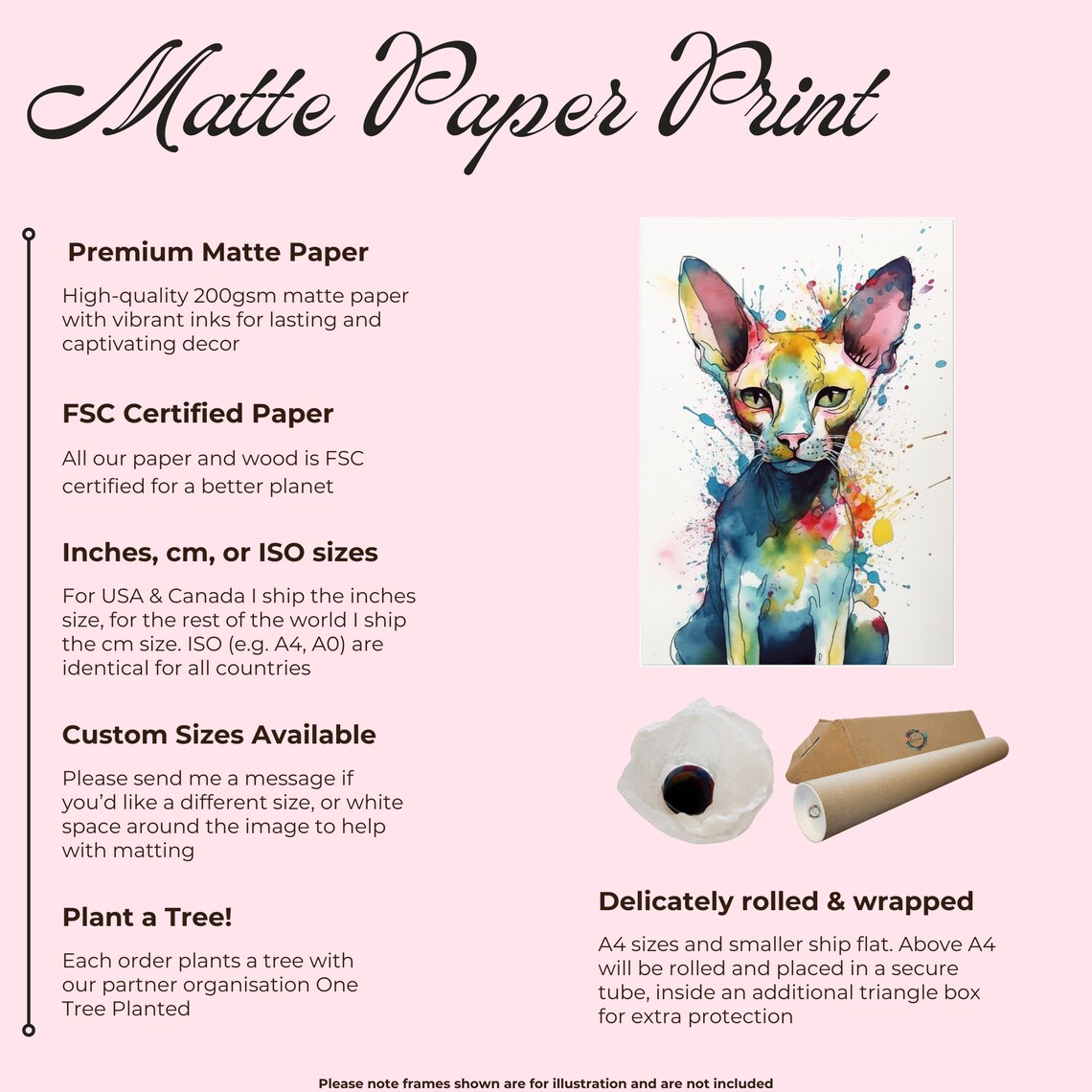Sphynx Cat Watercolor Portrait With Colorful Paint Splash Art Poster - Image 2