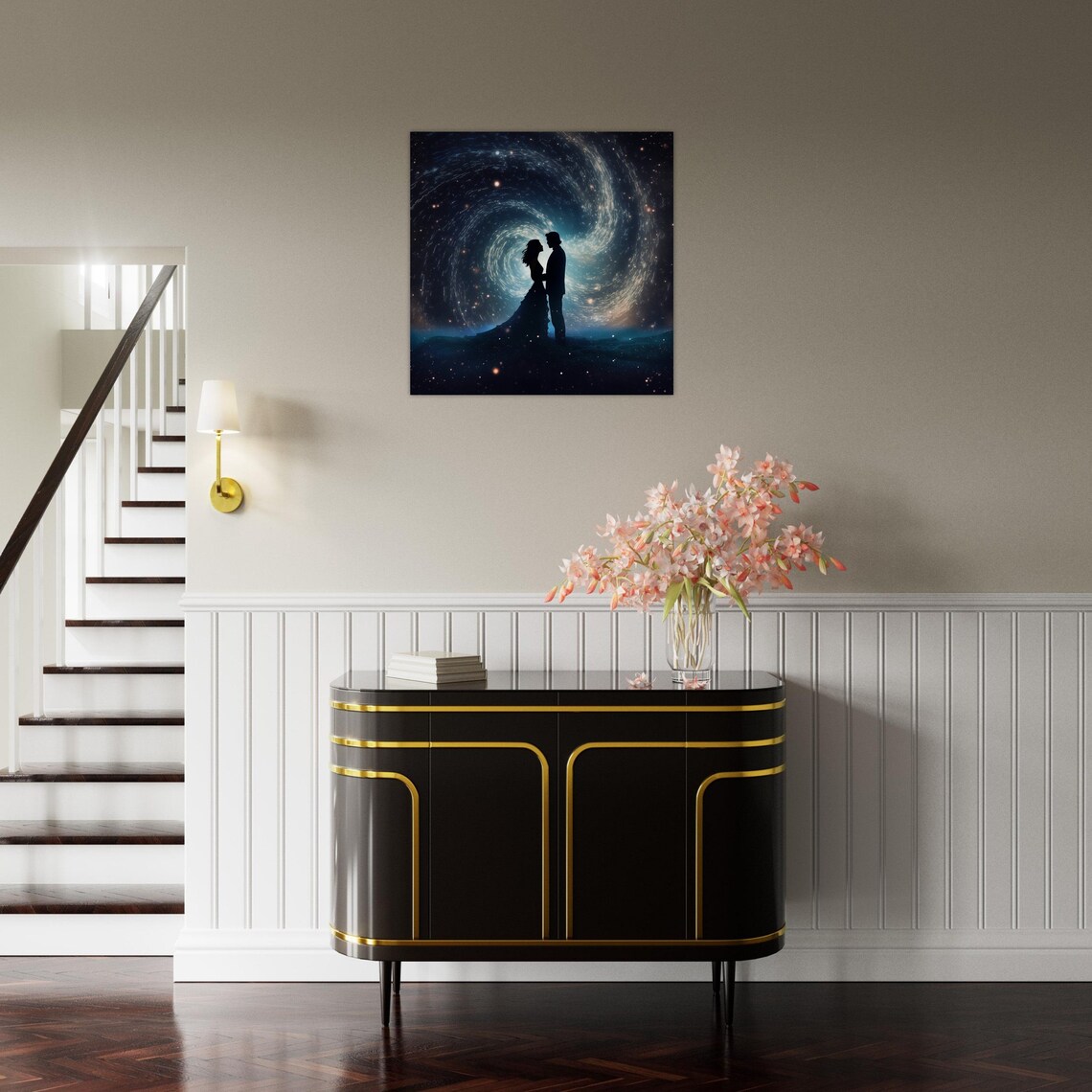 Romantic Couple Silhouette Galaxy Starry Night Love Space Wall Poster - Image 3