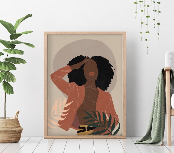 African Woman In Terracotta Modern Abstract Portrait Art Poster