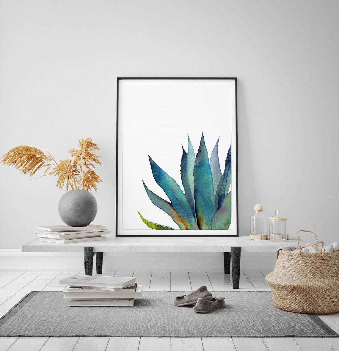 Agave Watercolor Botanical Desert Plant Illustration Modern Poster