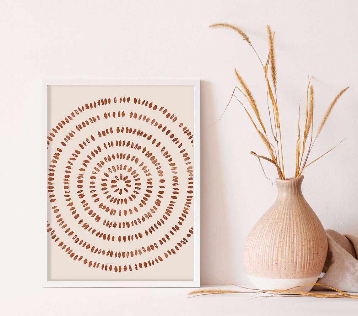 Terracotta Concentric Circles Boho Abstract Minimalist Poster