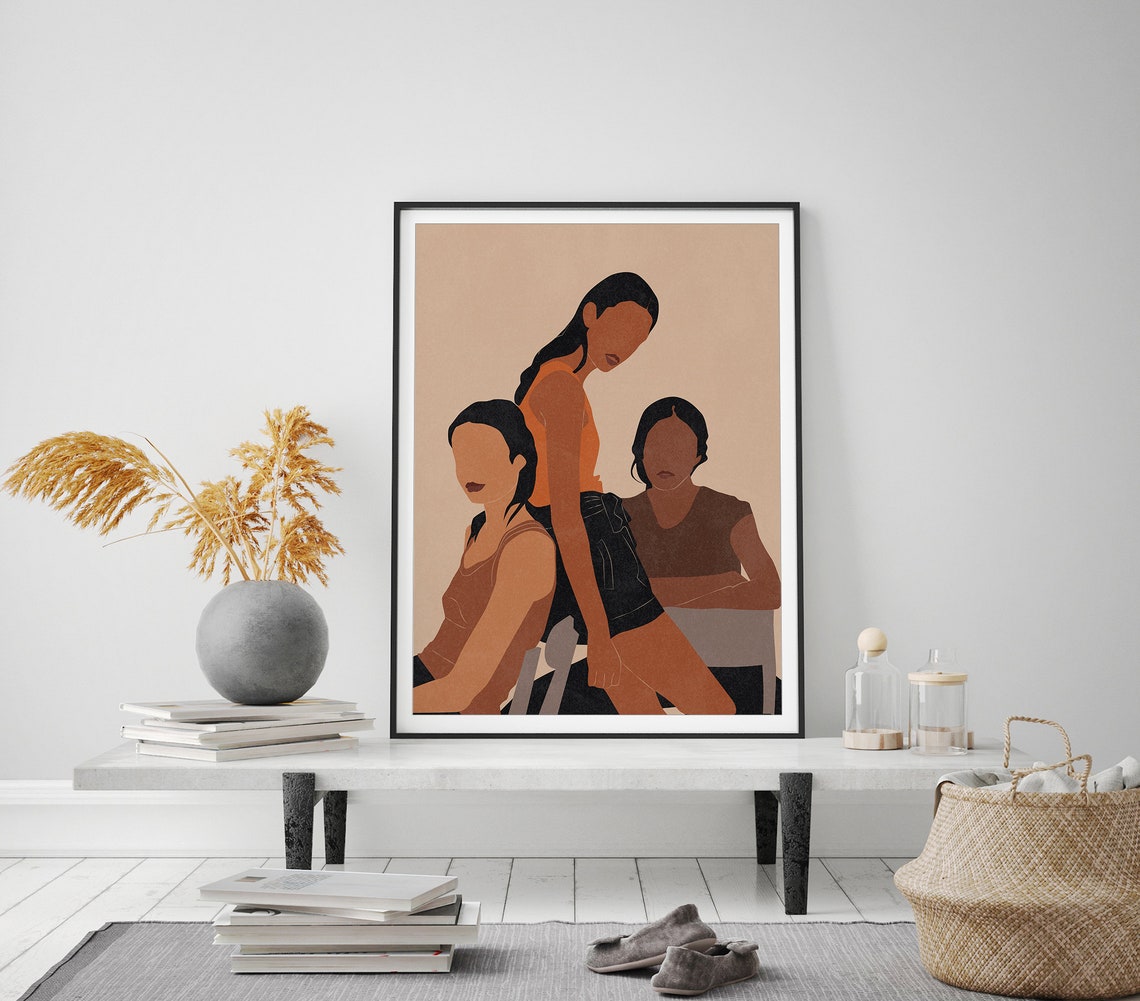 Three Women Sisterhood Modern Feminist Illustration Art Poster