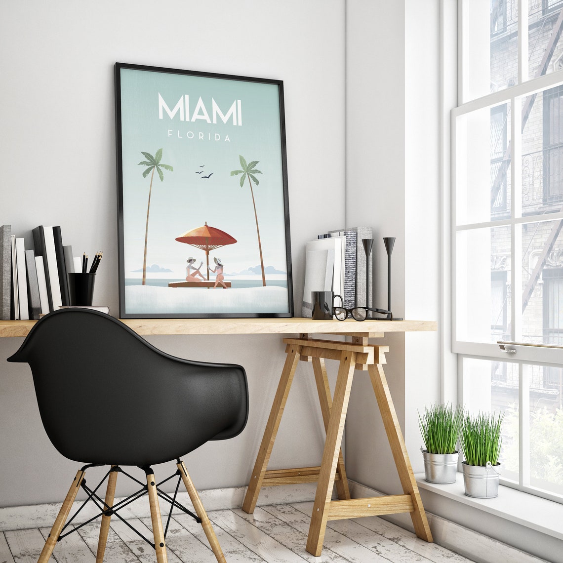 Miami Travel Poster South Beach Vintage Retro Poster Travel Poster Sizes Inches 8x10 12x16 12x18 16x20 18x24 24x36 - Image 2